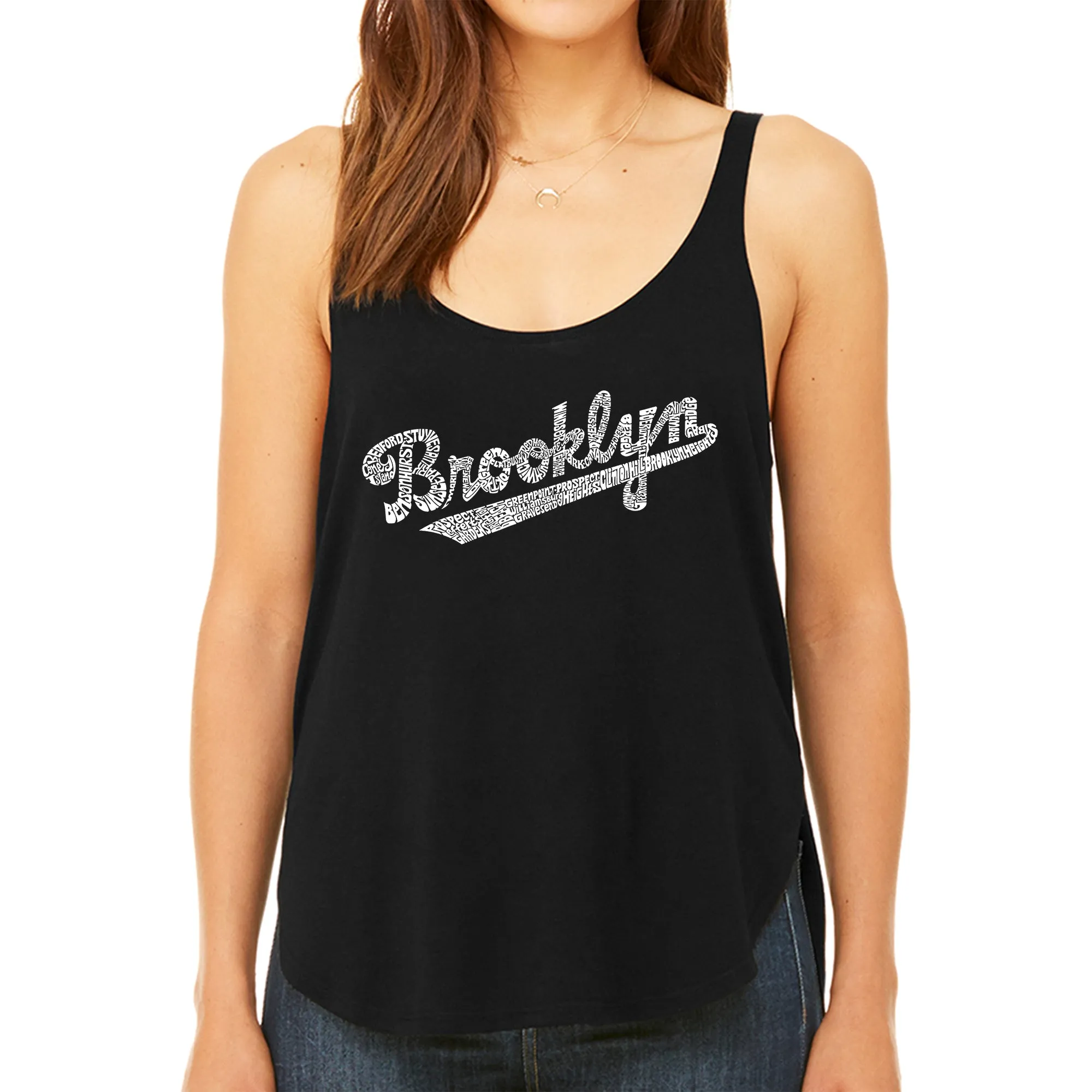 Brooklyn Neighborhoods - Women's Premium Word Art Flowy Tank Top sold by LA Pop Art