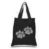 Woof Paw Prints - Small Word Art Tote Bag sold by LA Pop Art