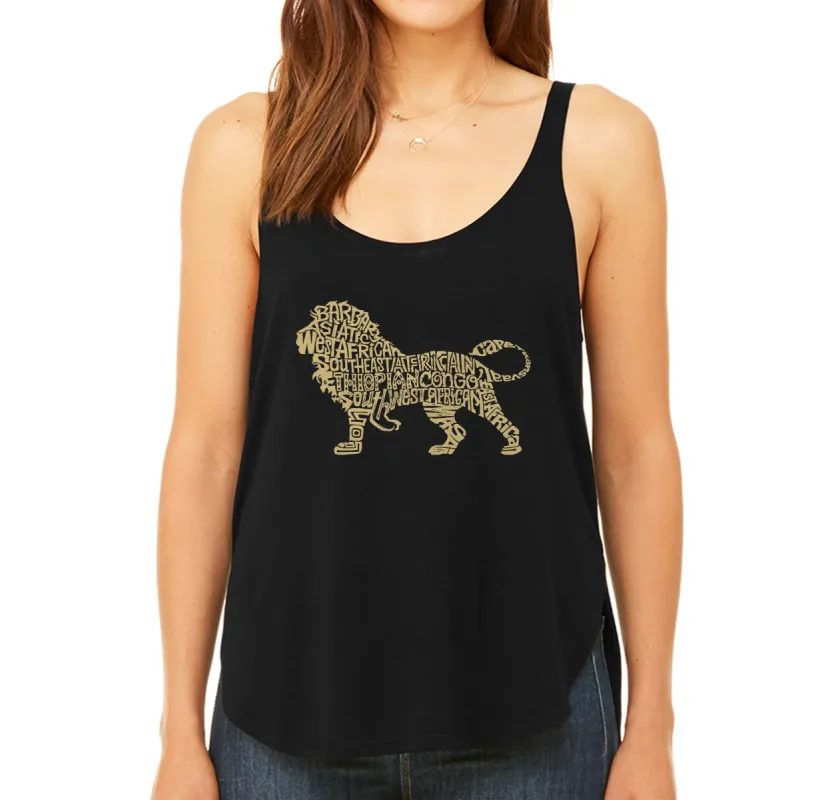 Lion - Women's Word Art Flowy Tank sold by LA Pop Art