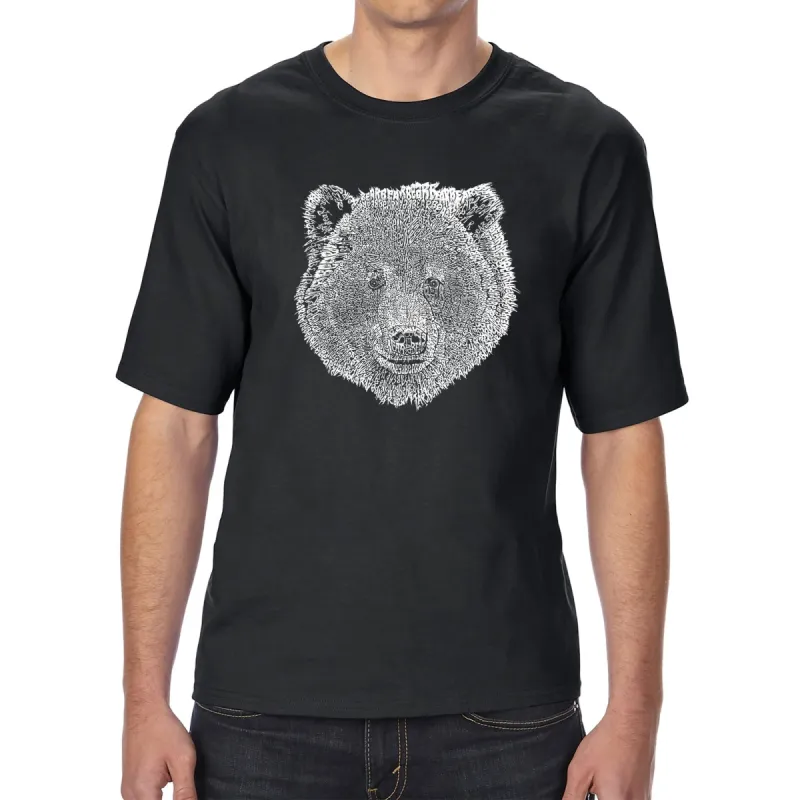 Bear Face  - Men's Tall and Long Word Art T-Shirt sold by LA Pop Art