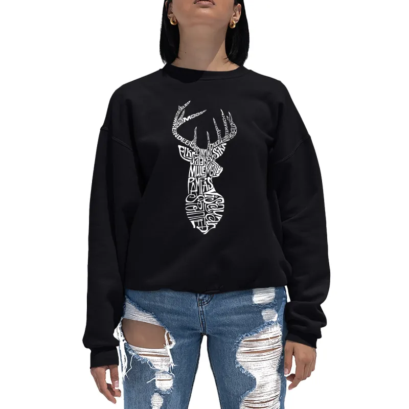 Types of Deer - Women's Word Art Crewneck Sweatshirt sold by LA Pop Art