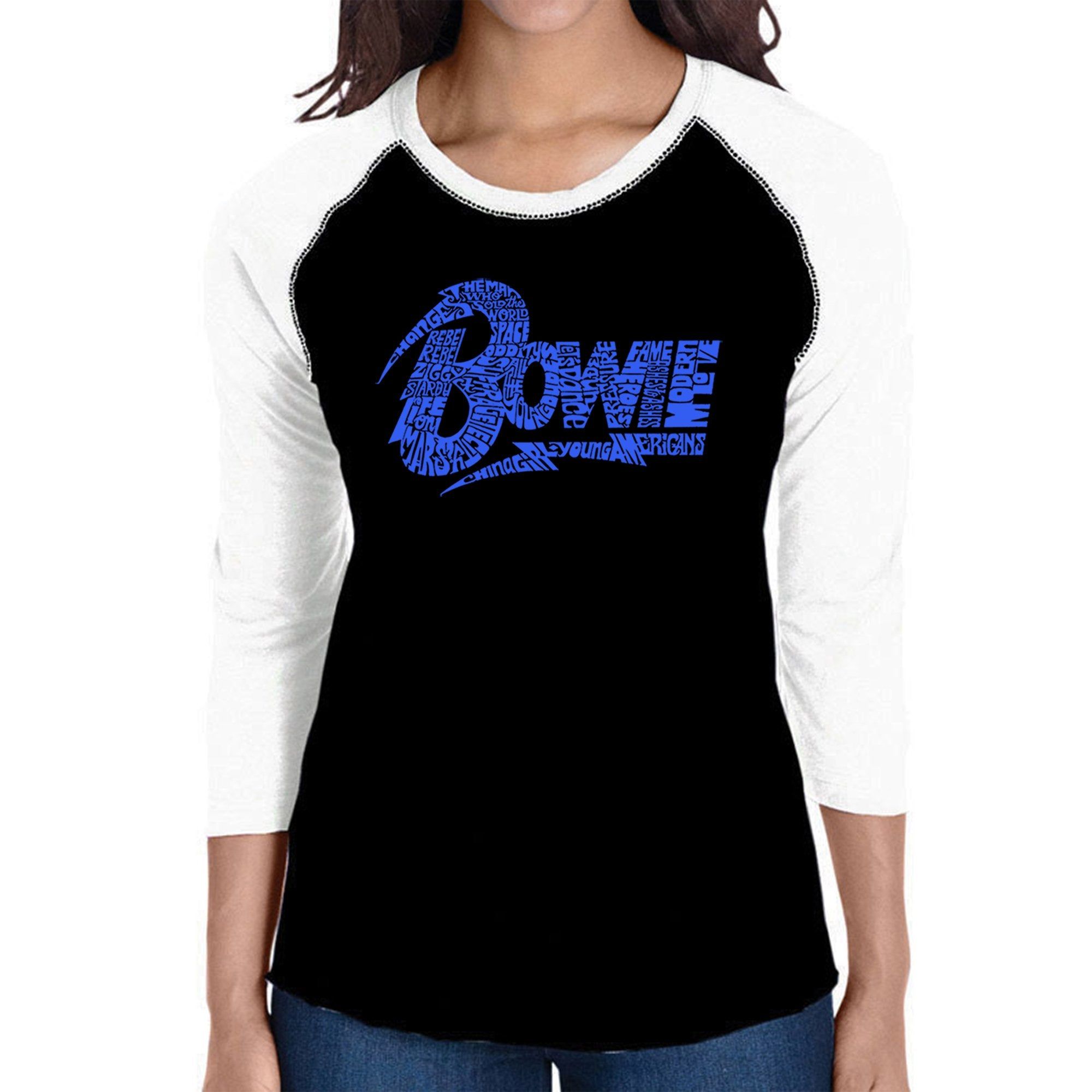David Bowie Logo - Women's Raglan Baseball Word Art T-Shirt sold by LA Pop Art product image thumbnail 4