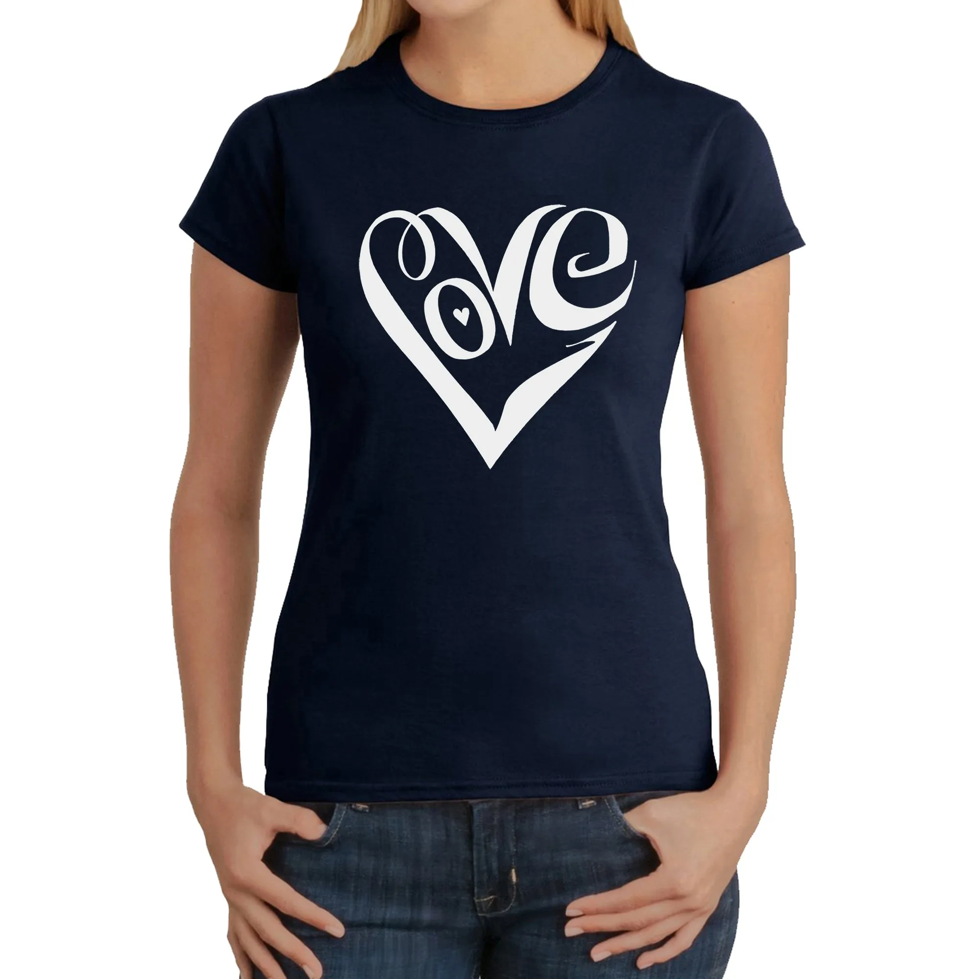 Script Love Heart - Women's Word Art T-Shirt sold by LA Pop Art product image thumbnail 3