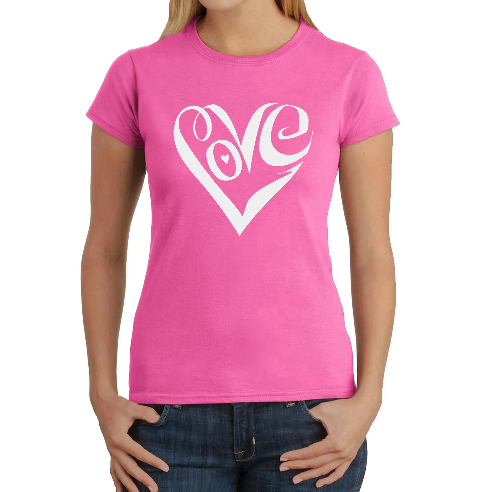Script Love Heart - Women's Word Art T-Shirt sold by LA Pop Art product image thumbnail 4