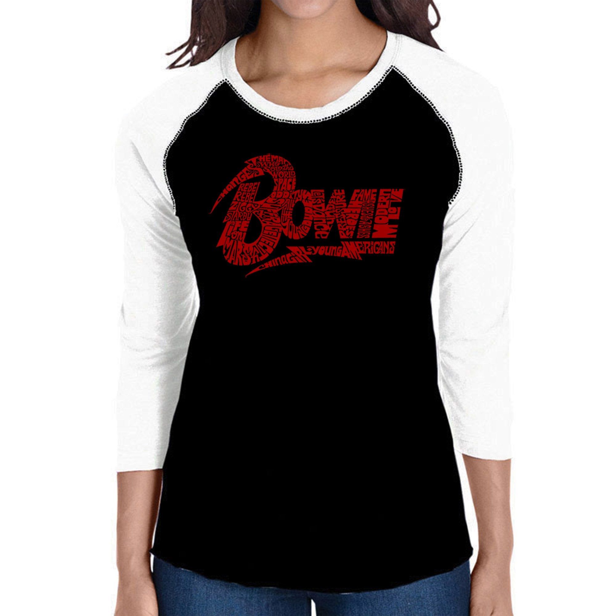 David Bowie Logo - Women's Raglan Baseball Word Art T-Shirt sold by LA Pop Art product image thumbnail 3