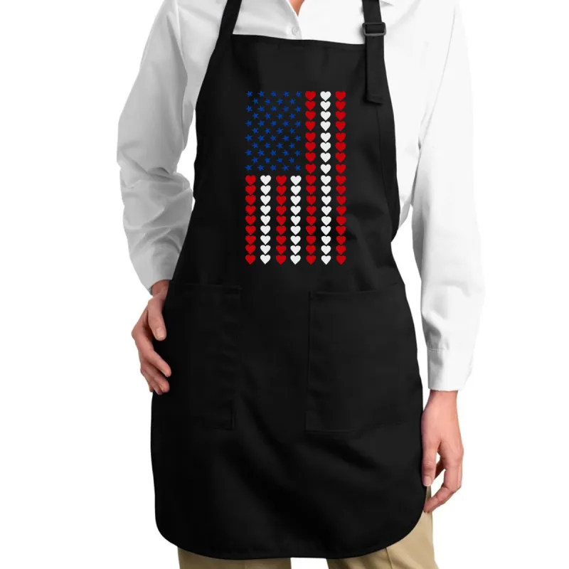 Heart Flag - Full Length Word Art Apron sold by LA Pop Art