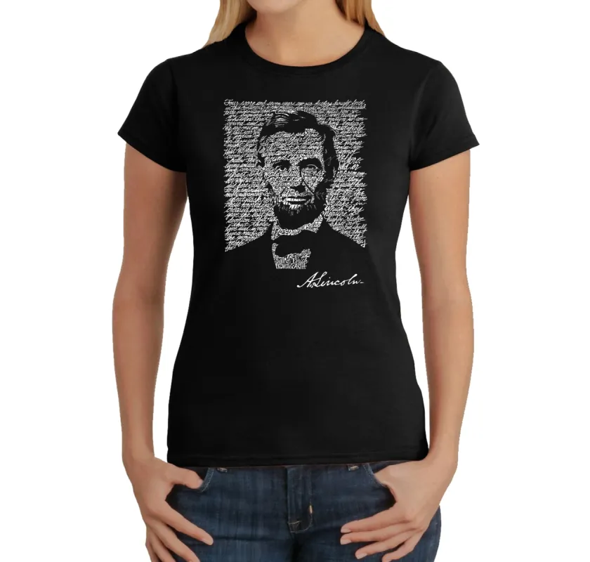 ABRAHAM LINCOLN GETTYSBURG ADDRESS - Women's Word Art T-Shirt sold by LA Pop Art