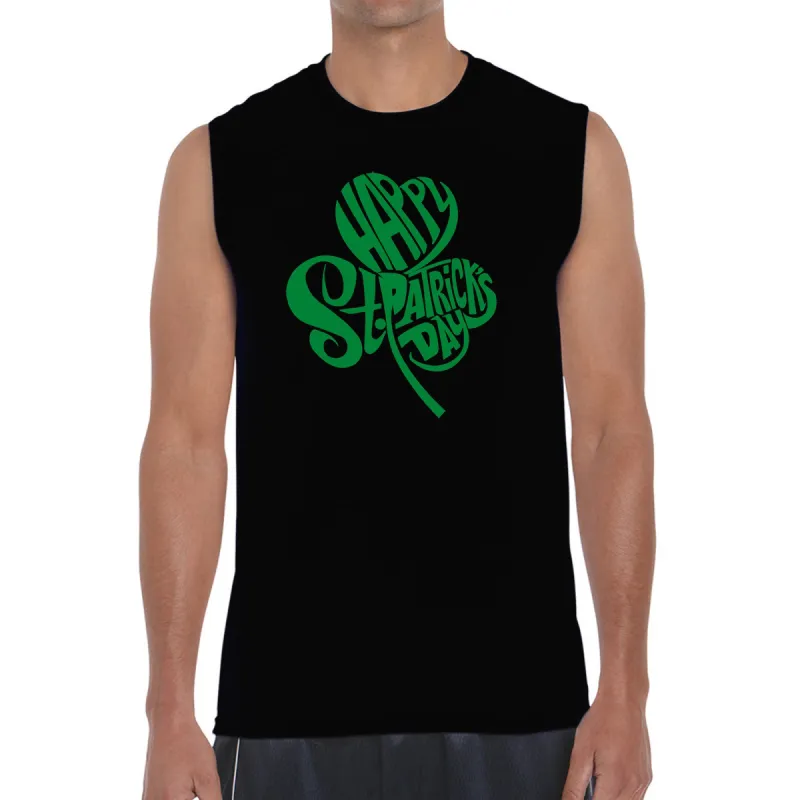 St Patricks Day Shamrock  - Men's Word Art Sleeveless T-Shirt sold by LA Pop Art