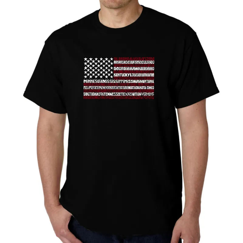 50 States USA Flag  - Men's Word Art T-Shirt sold by LA Pop Art