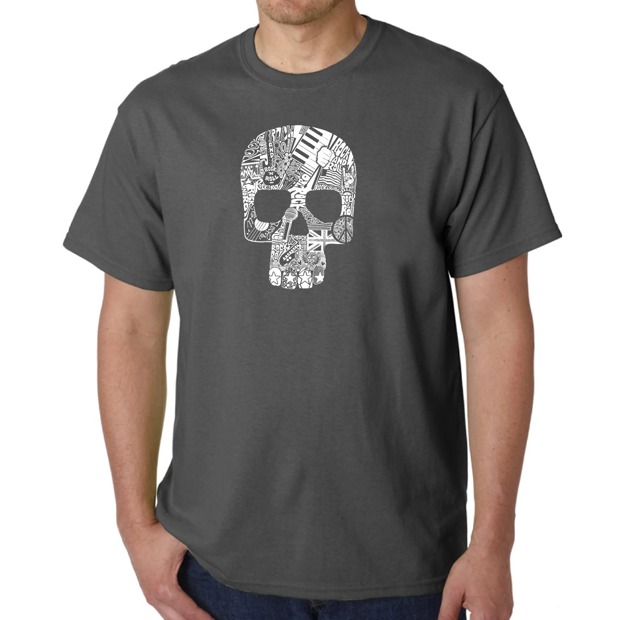 Rock n Roll Skull - Men's Word Art T-Shirt sold by LA Pop Art product image thumbnail 5