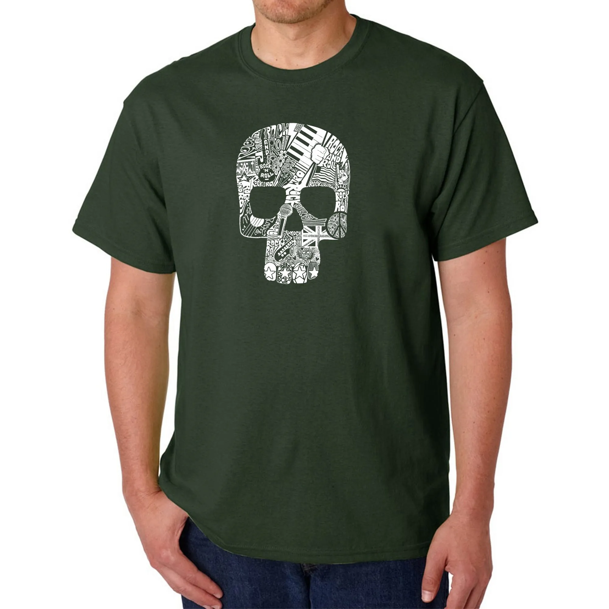 Rock n Roll Skull - Men's Word Art T-Shirt sold by LA Pop Art product image thumbnail 4