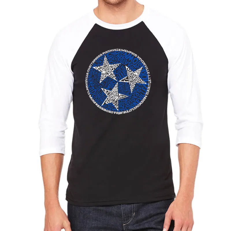 Tennessee Tristar - Men's Raglan Baseball Word Art T-Shirt sold by LA Pop Art