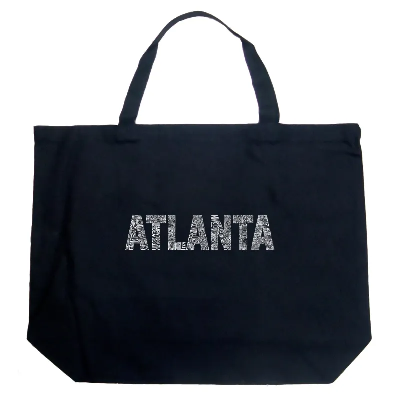 ATLANTA NEIGHBORHOODS - Large Word Art Tote Bag sold by LA Pop Art