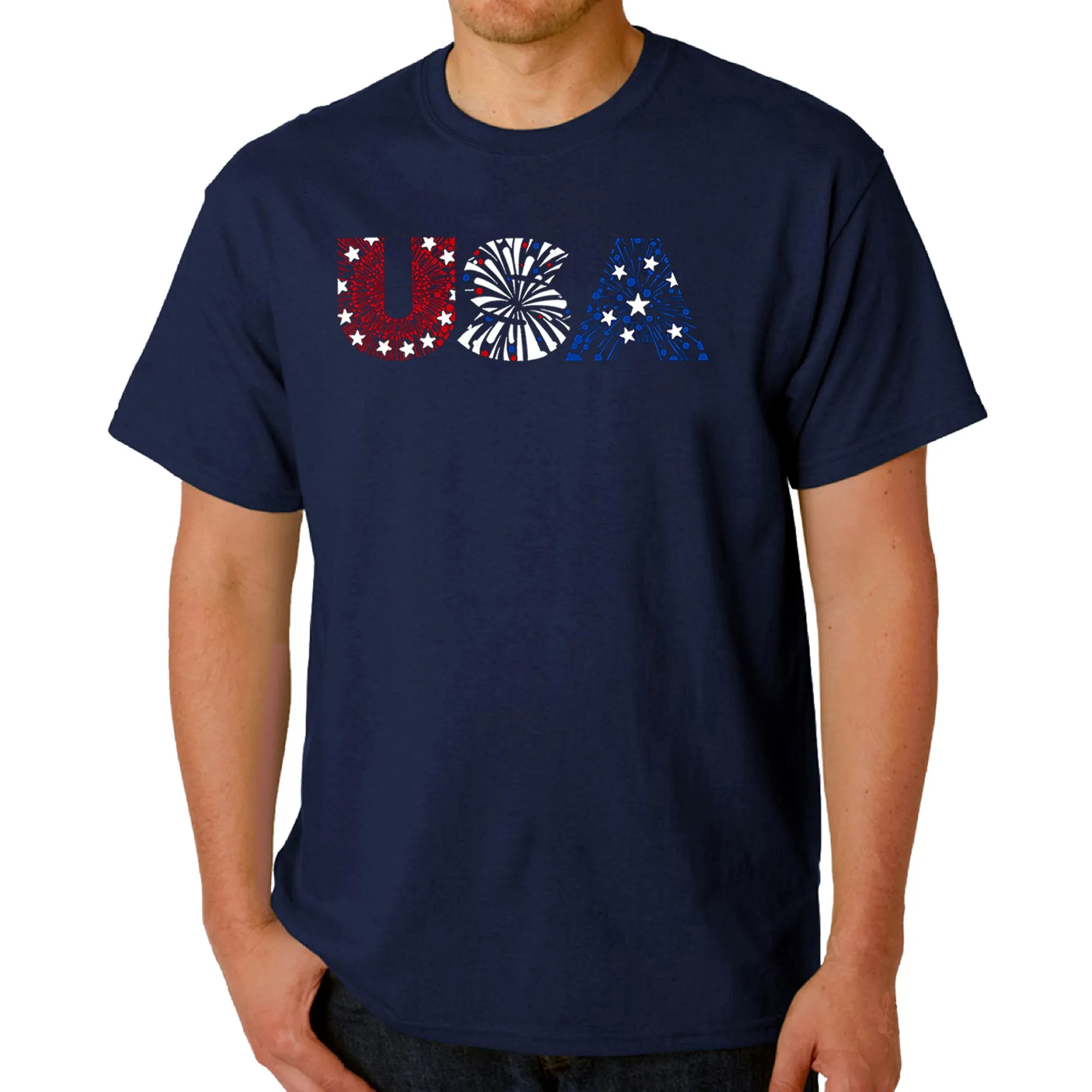 USA Fireworks - Men's Word Art T-Shirt sold by LA Pop Art product image thumbnail 3