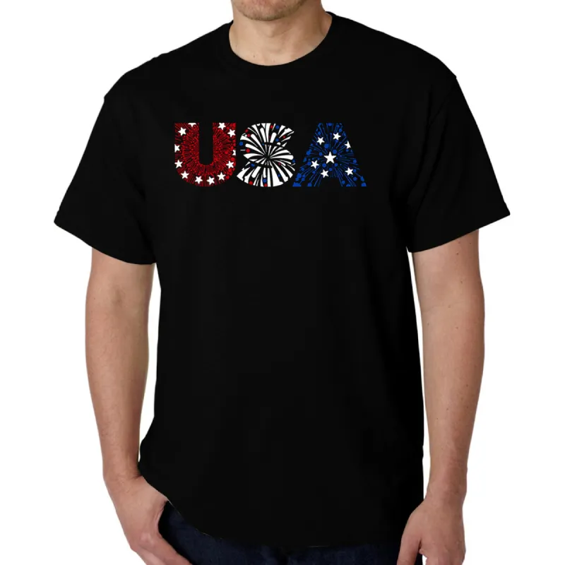 USA Fireworks - Men's Word Art T-Shirt sold by LA Pop Art
