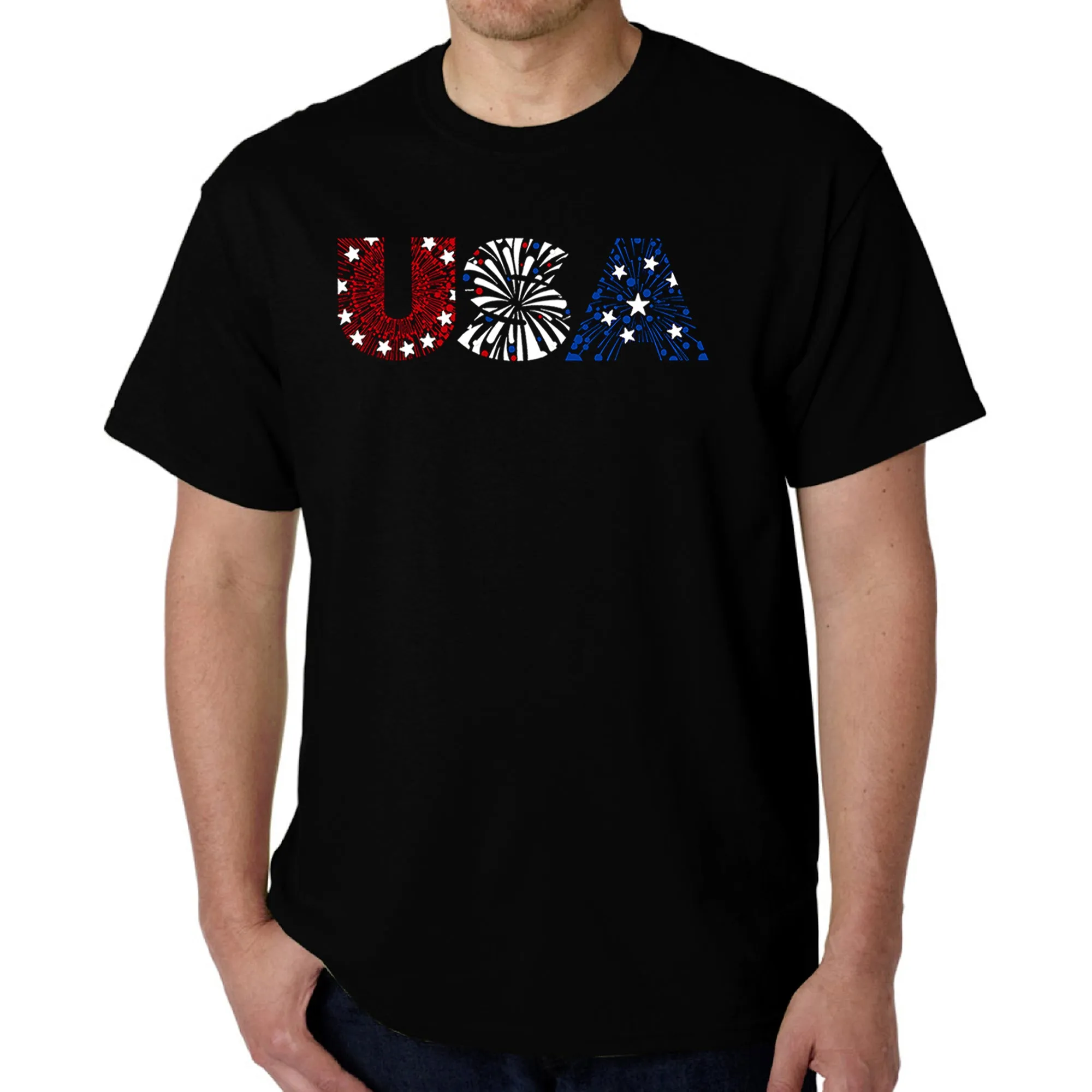 USA Fireworks - Men's Word Art T-Shirt sold by LA Pop Art