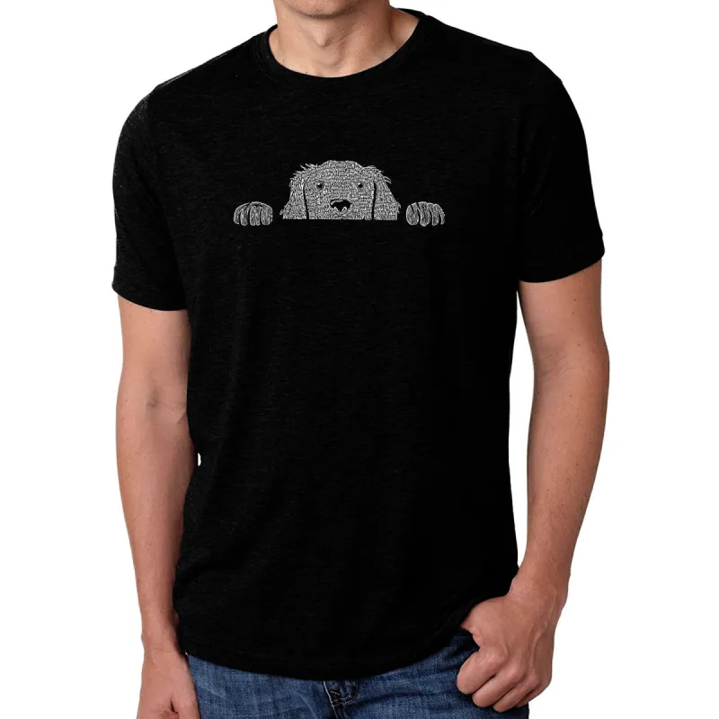 Peeking Dog  - Men's Premium Blend Word Art T-Shirt sold by LA Pop Art