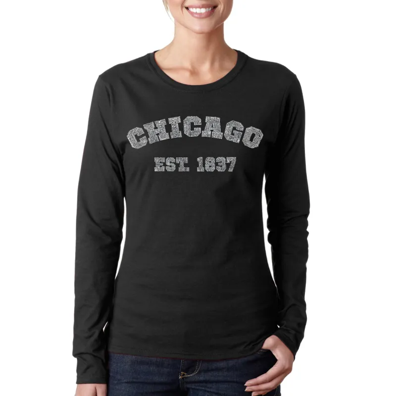 Chicago 1837 - Women's Word Art Long Sleeve T-Shirt sold by LA Pop Art