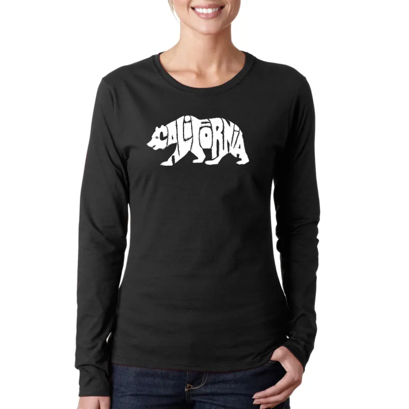 California Bear - Women's Word Art Long Sleeve T-Shirt sold by LA Pop Art