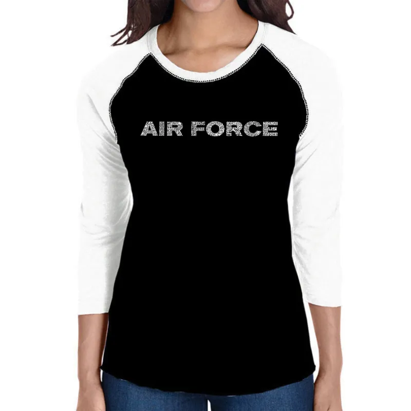 Lyrics To The Air Force Song - Women's Raglan Baseball Word Art T-Shirt sold by LA Pop Art