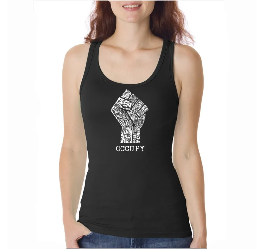 OCCUPY WALL STREET FIGHT THE POWER - Women's Word Art Tank Top sold by LA Pop Art