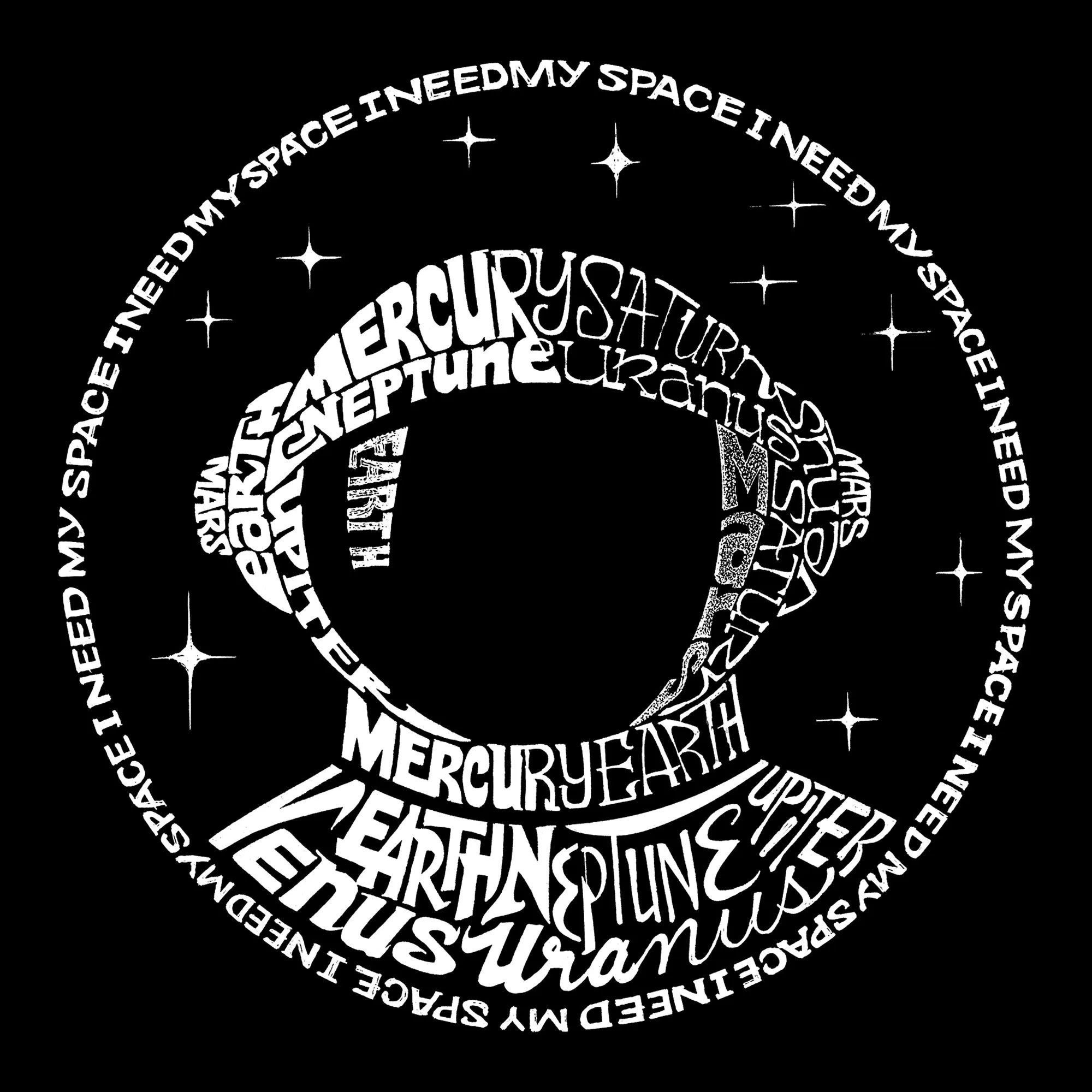 I Need My Space Astronaut - Men's Raglan Baseball Word Art T-Shirt sold by LA Pop Art product image thumbnail 2