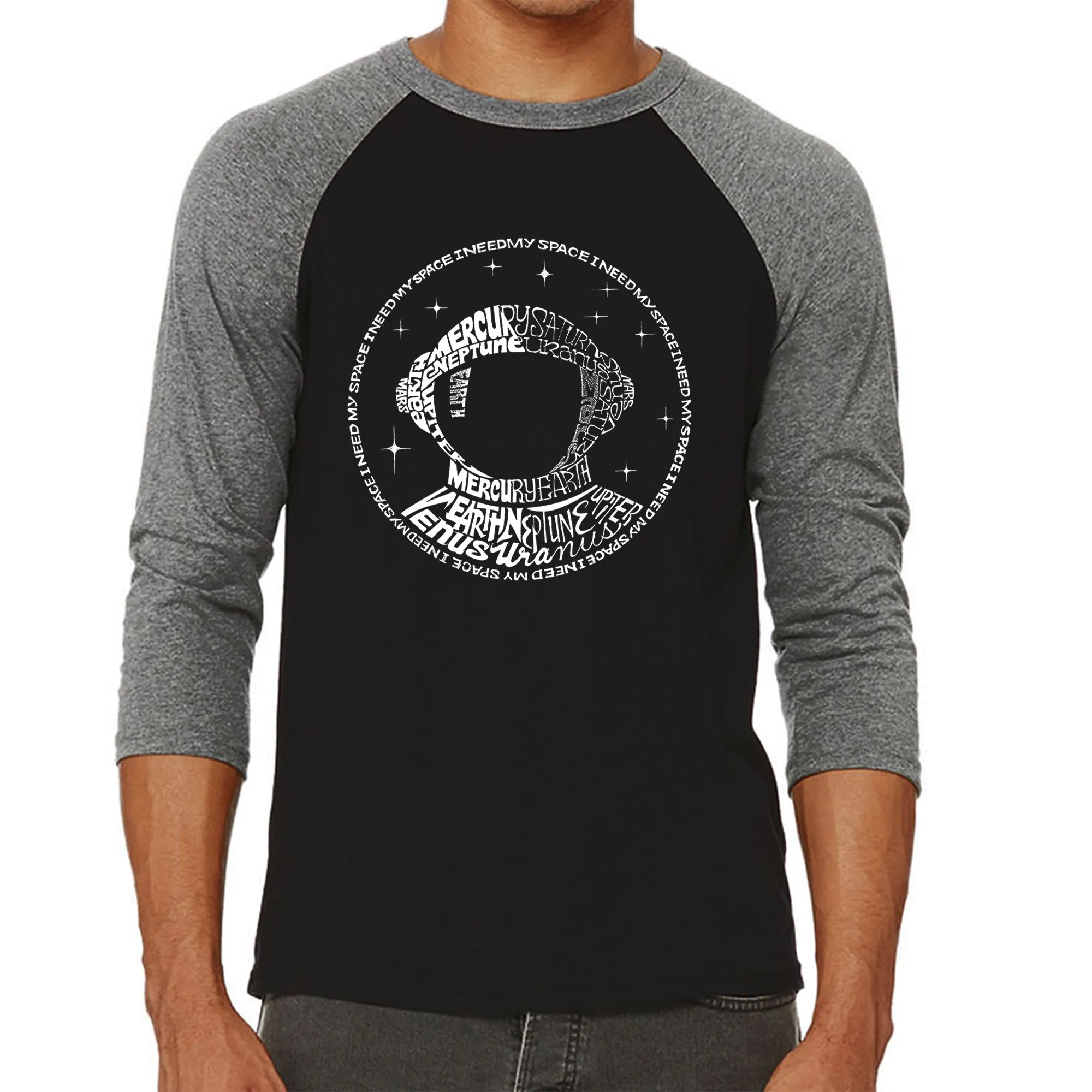 I Need My Space Astronaut - Men's Raglan Baseball Word Art T-Shirt sold by LA Pop Art product image thumbnail 4