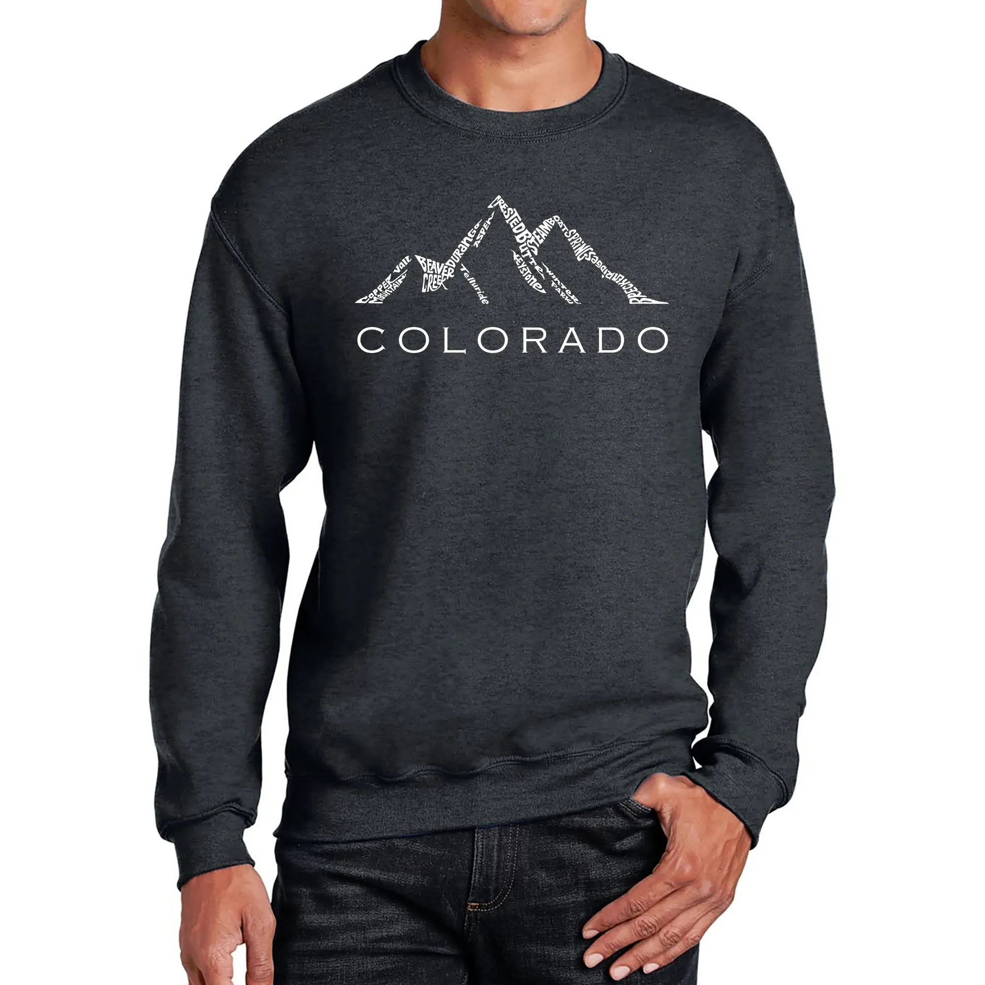 Colorado Ski Towns - Men's Word Art Crewneck Sweatshirt sold by LA Pop Art product image thumbnail 3