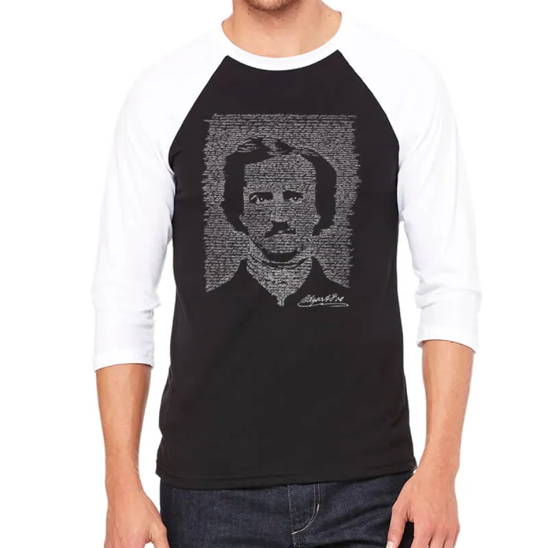 THE RAVEN BY POE - Men's Raglan Baseball Word Art T-Shirt sold by LA Pop Art