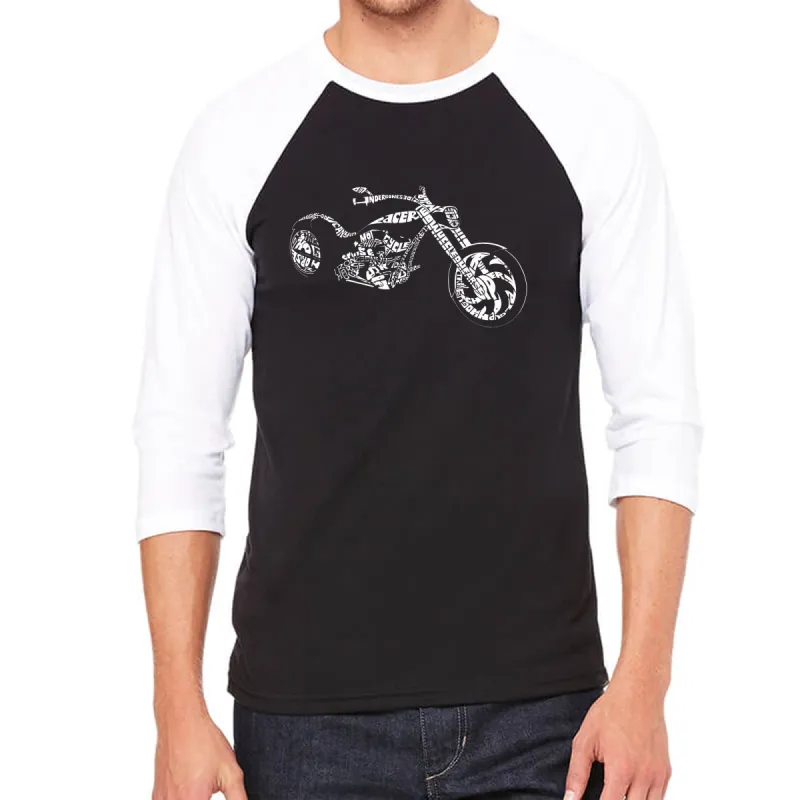 MOTORCYCLE - Men's Raglan Baseball Word Art T-Shirt sold by LA Pop Art