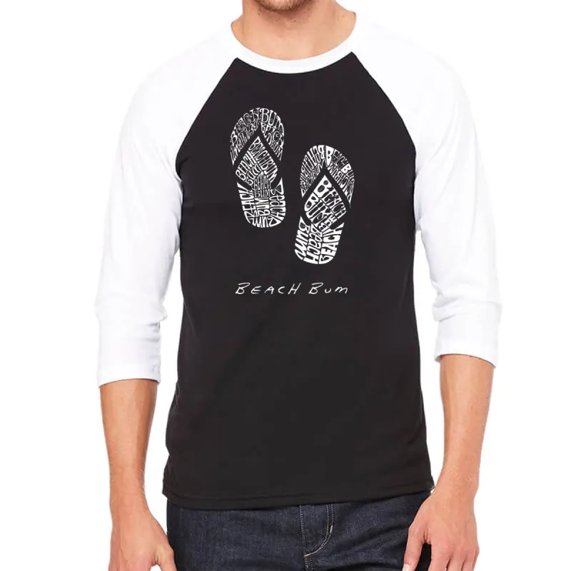 BEACH BUM - Men's Raglan Baseball Word Art T-Shirt sold by LA Pop Art