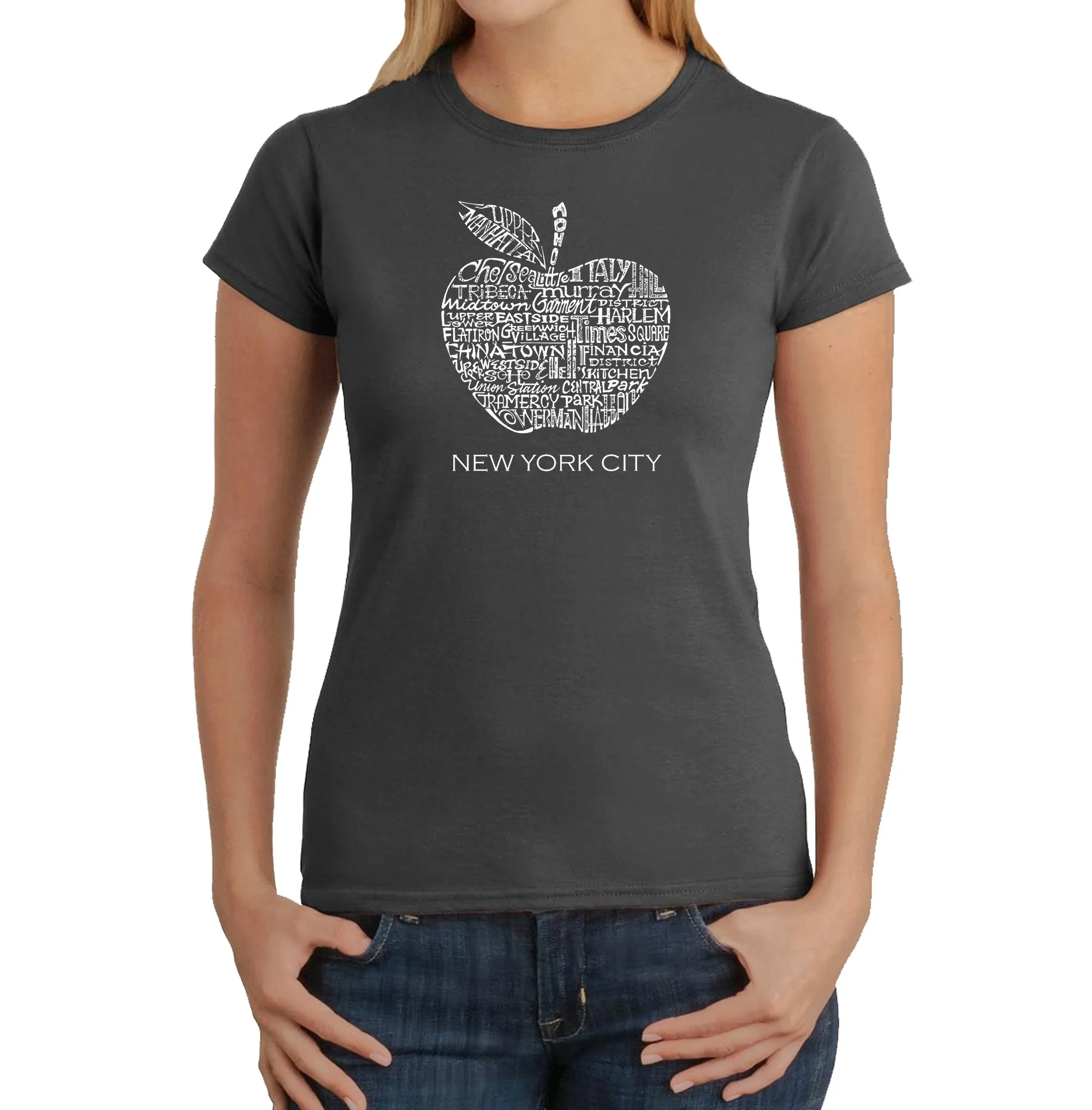 Neighborhoods in NYC - Women's Word Art T-Shirt sold by LA Pop Art product image thumbnail 4