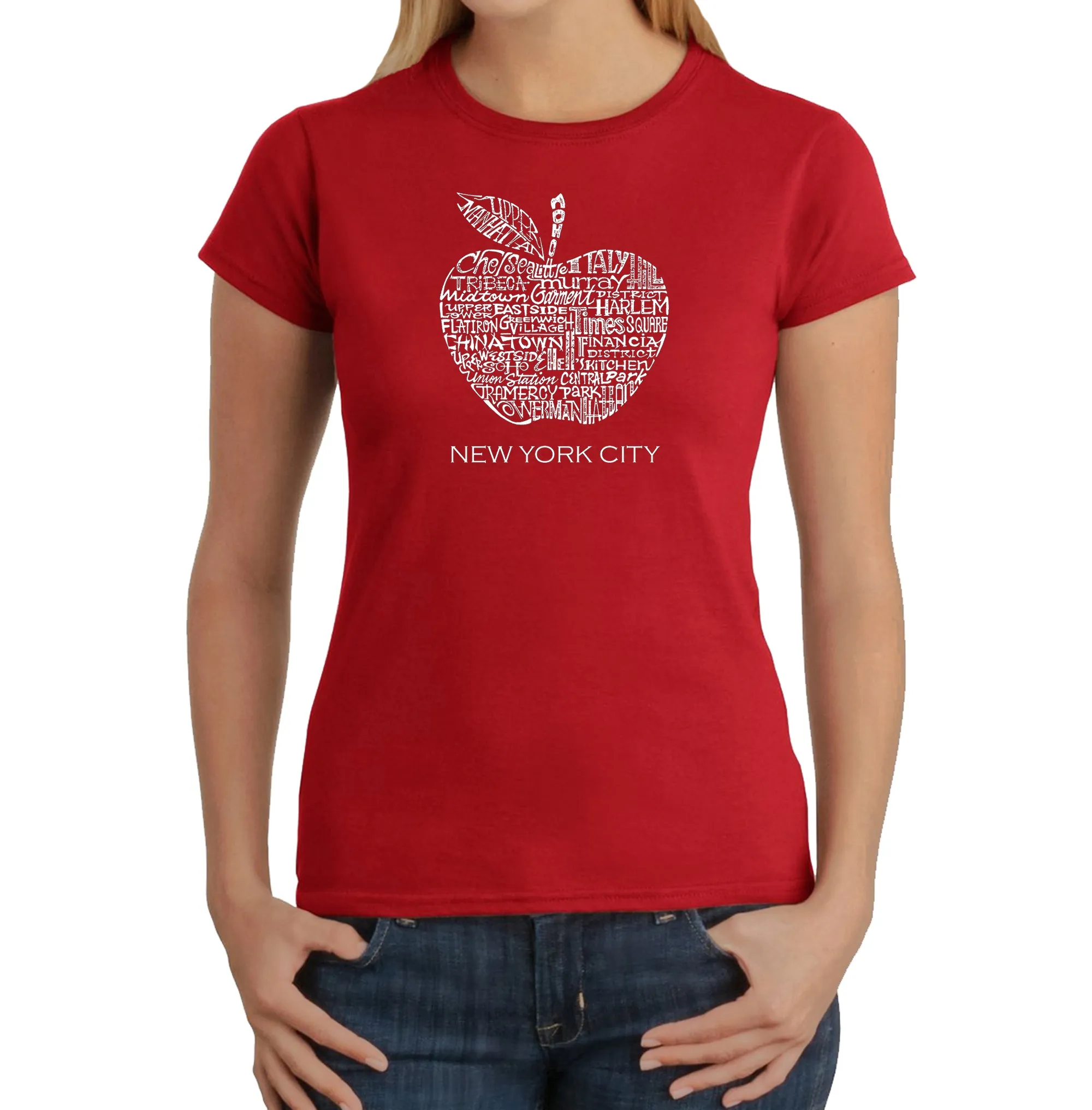 Neighborhoods in NYC - Women's Word Art T-Shirt sold by LA Pop Art product image thumbnail 5