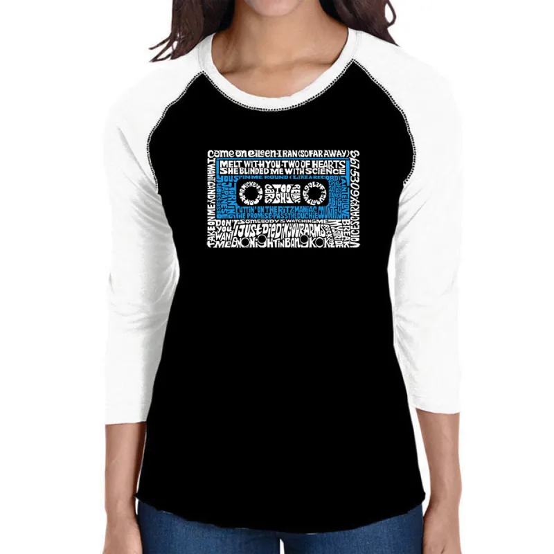 80s One Hit Wonders  - Women's Raglan Word Art T-Shirt sold by LA Pop Art