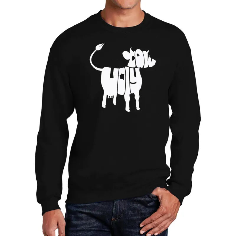 Holy Cow  - Men's Word Art Crewneck Sweatshirt sold by LA Pop Art