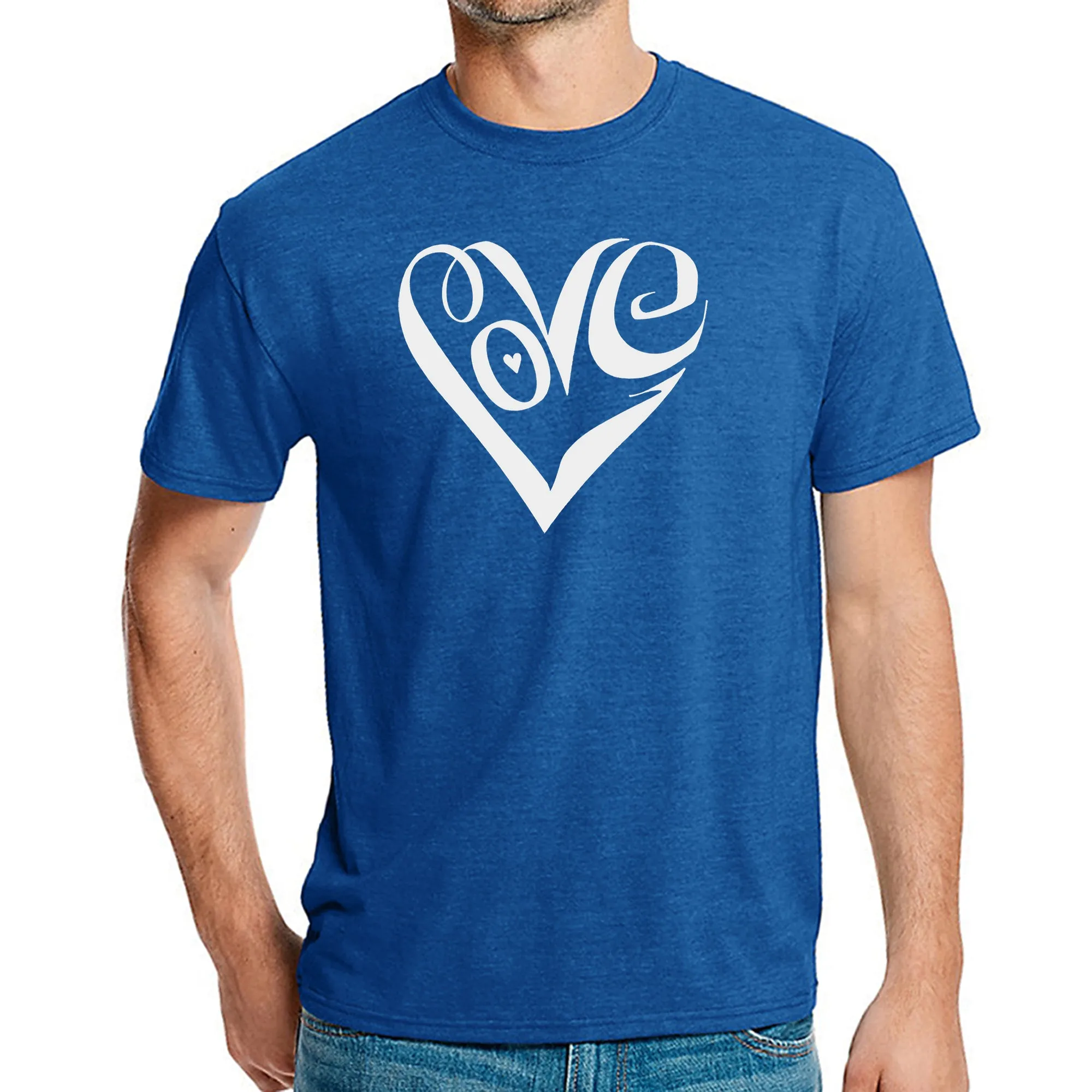 Script Love Heart - Men's Premium Blend Word Art T-Shirt sold by LA Pop Art product image thumbnail 4