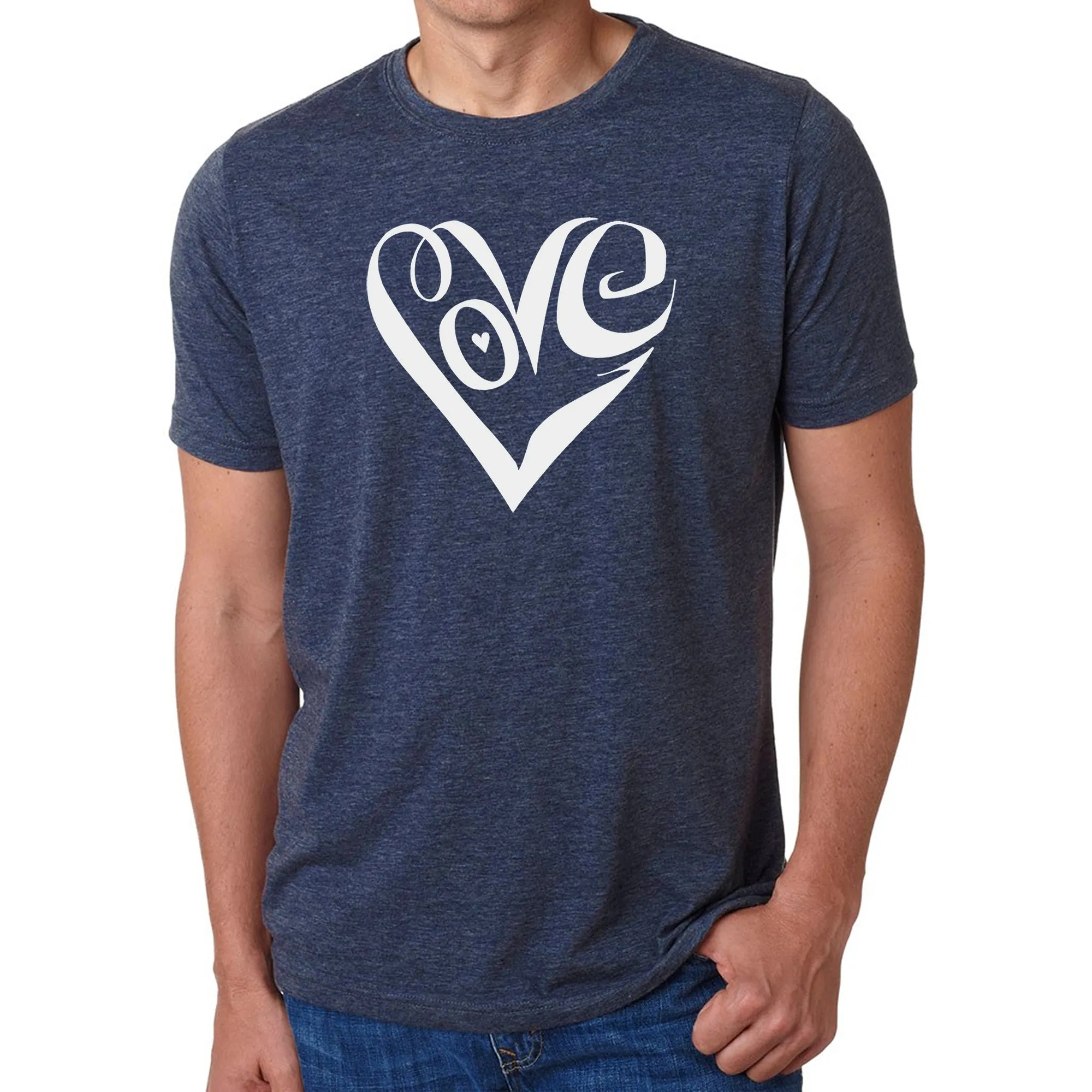 Script Love Heart - Men's Premium Blend Word Art T-Shirt sold by LA Pop Art product image thumbnail 3