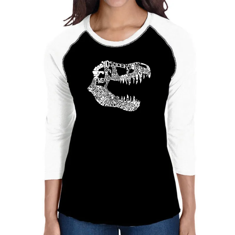 TREX - Women's Raglan Baseball Word Art T-Shirt sold by LA Pop Art