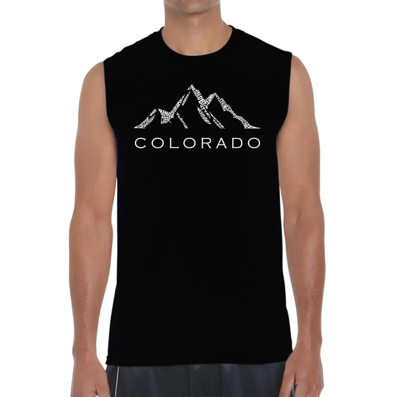 Colorado Ski Towns  - Men's Word Art Sleeveless T-Shirt sold by LA Pop Art
