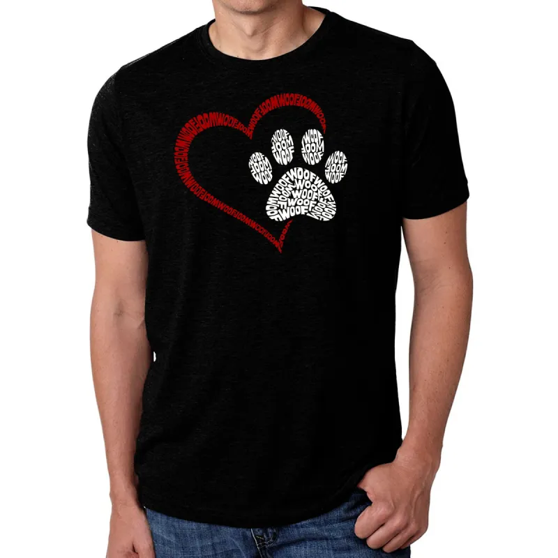 Paw Heart - Men's Premium Blend Word Art T-Shirt sold by LA Pop Art