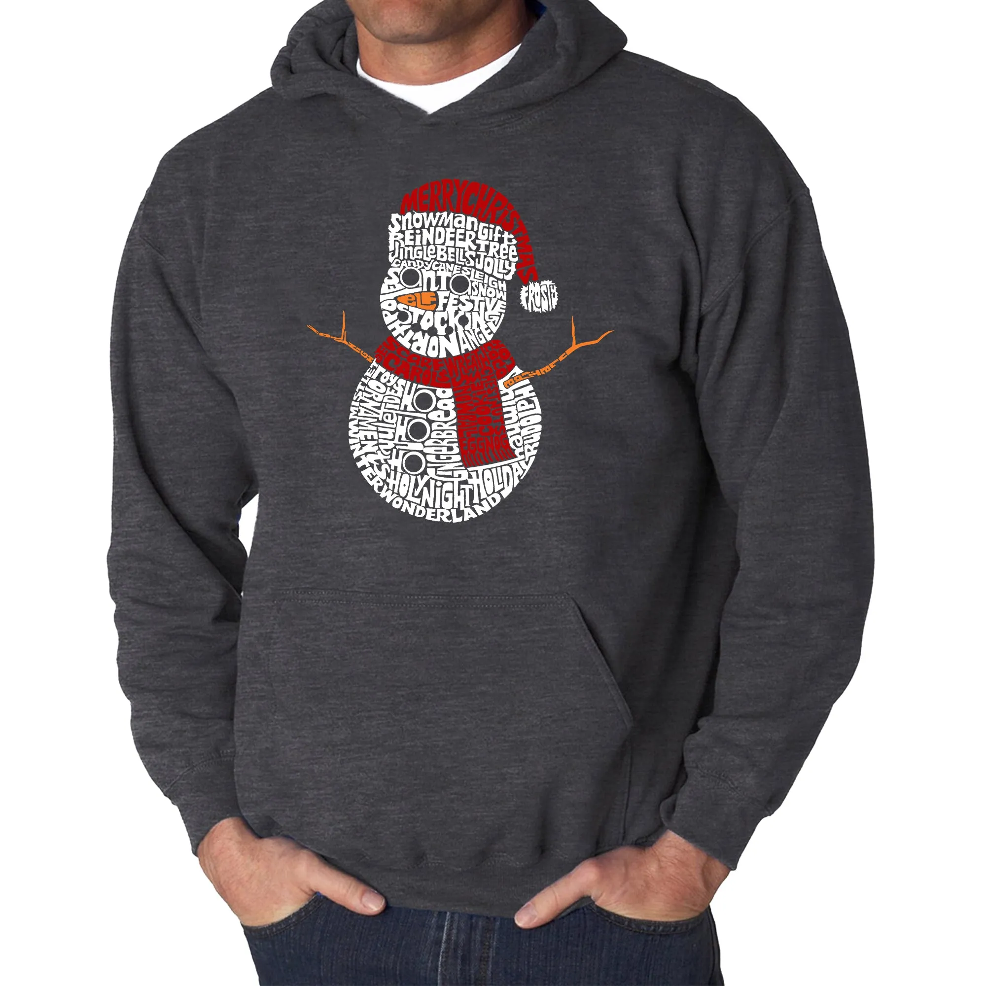 Christmas Snowman - Men's Word Art Hooded Sweatshirt sold by LA Pop Art product image thumbnail 3