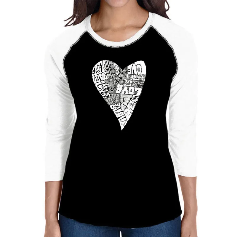 Lots of Love - Women's Raglan Baseball Word Art T-Shirt sold by LA Pop Art