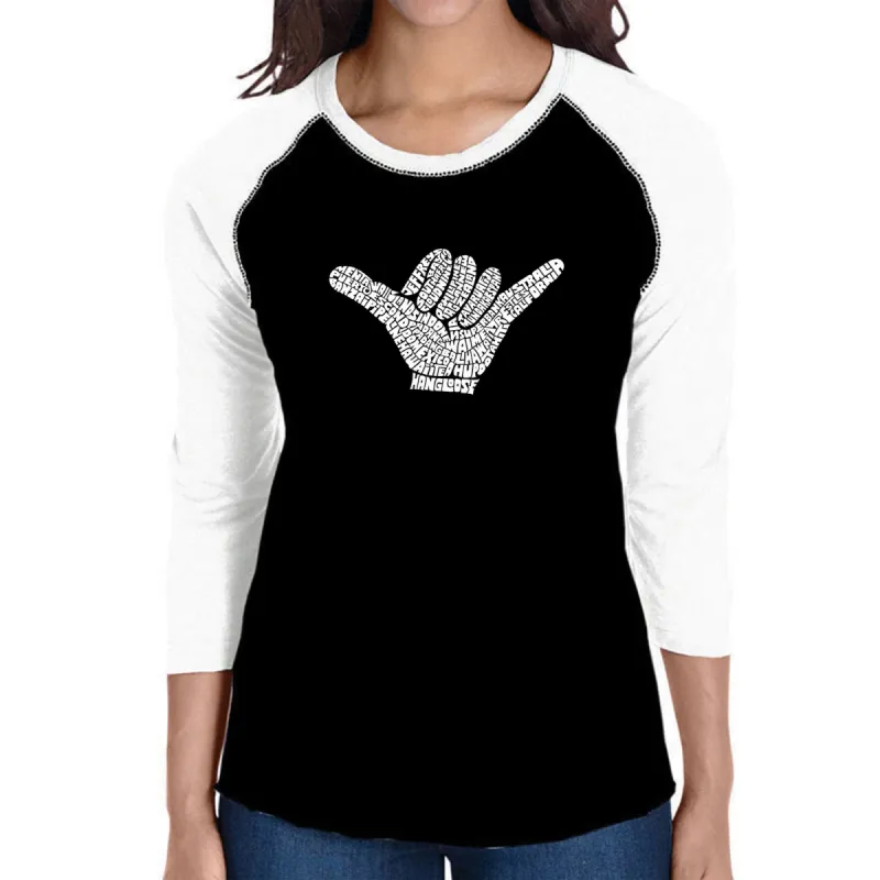 TOP WORLDWIDE SURFING SPOTS - Women's Raglan Baseball Word Art T-Shirt sold by LA Pop Art