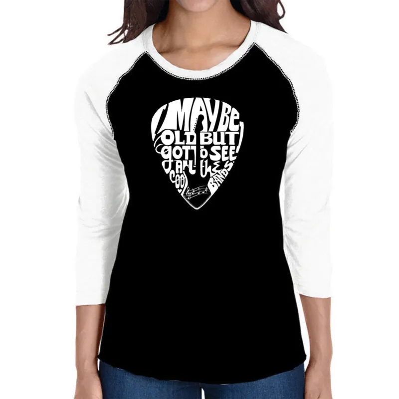 Guitar Pick  - Women's Raglan Word Art T-Shirt made by LA Pop Art