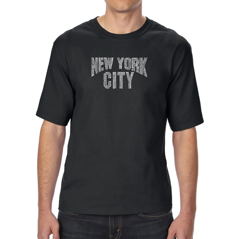 NYC NEIGHBORHOODS - Men's Tall Word Art T-Shirt sold by LA Pop Art