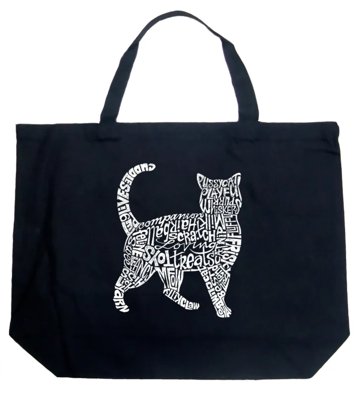 Cat - Large Word Art Tote Bag sold by LA Pop Art