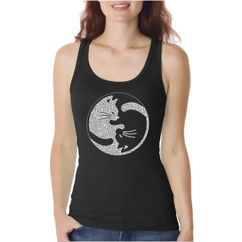 Yin Yang Cat  - Women's Word Art Tank Top sold by LA Pop Art