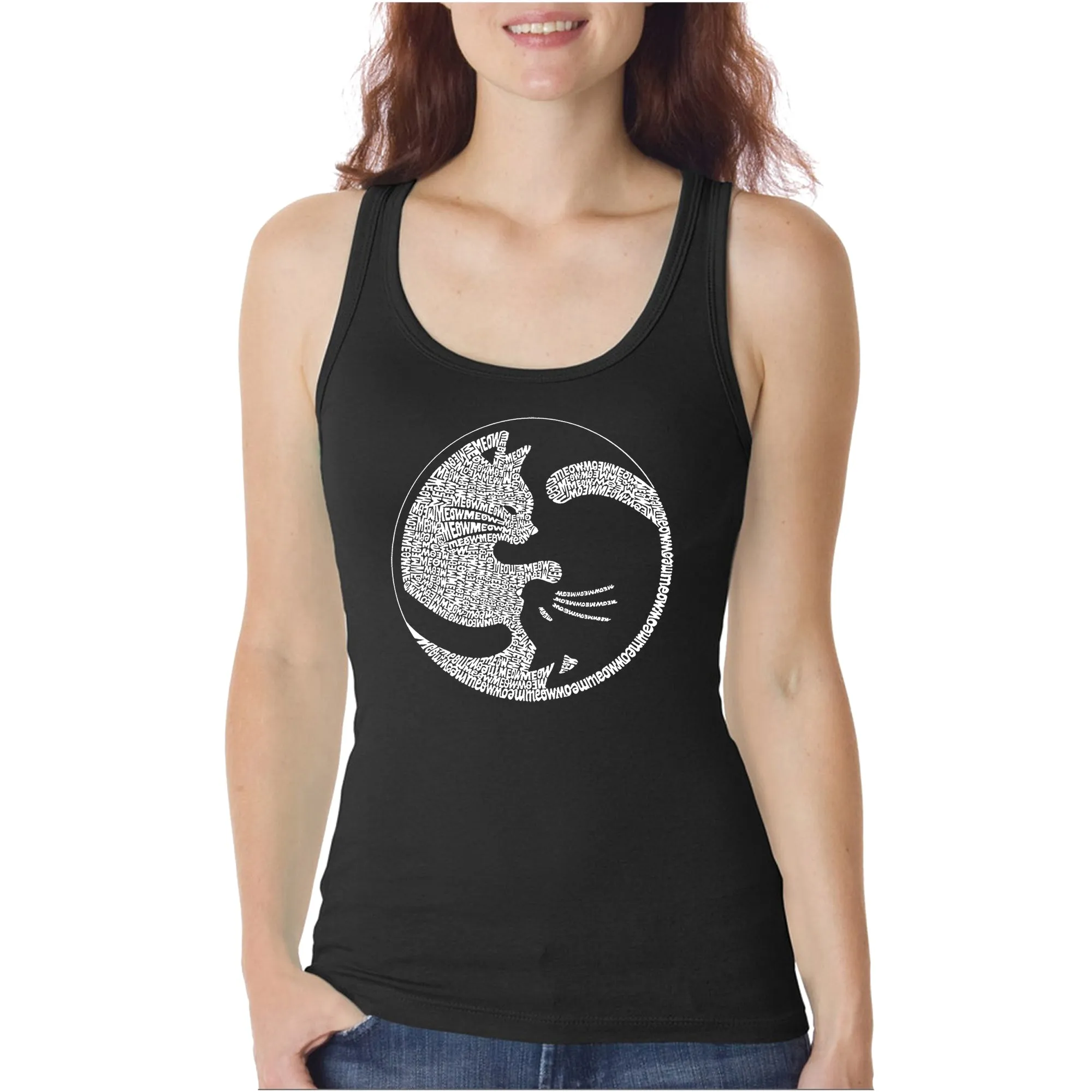 Yin Yang Cat - Women's Word Art Tank Top sold by LA Pop Art