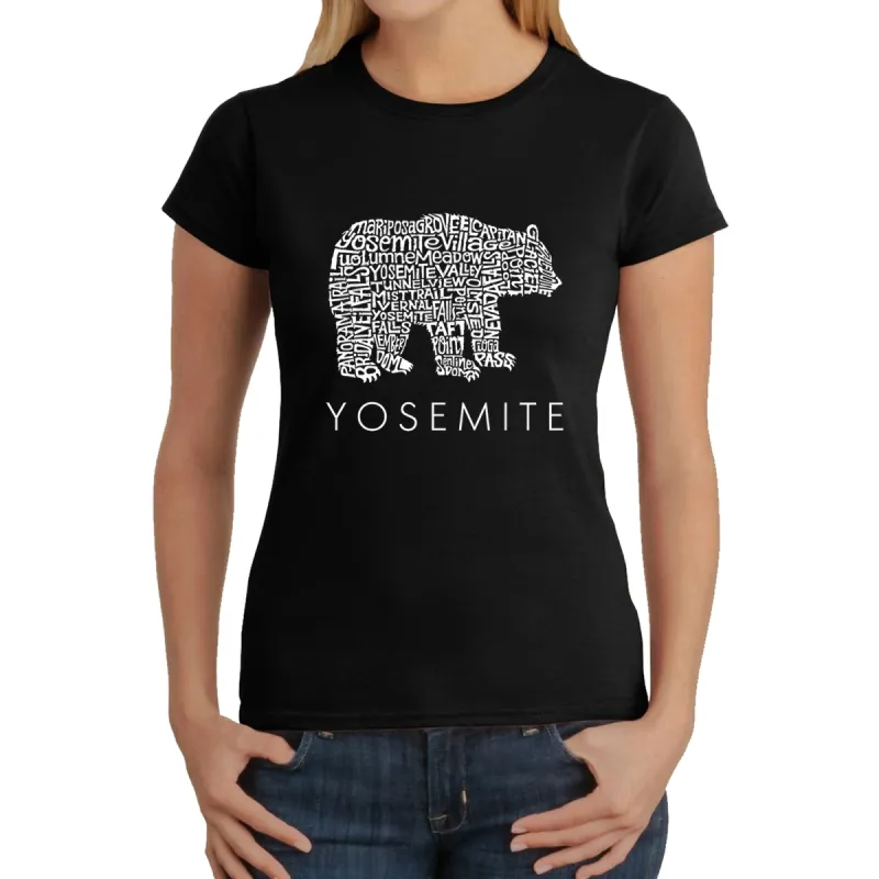 Yosemite Bear -  Women's Word Art T-Shirt sold by LA Pop Art