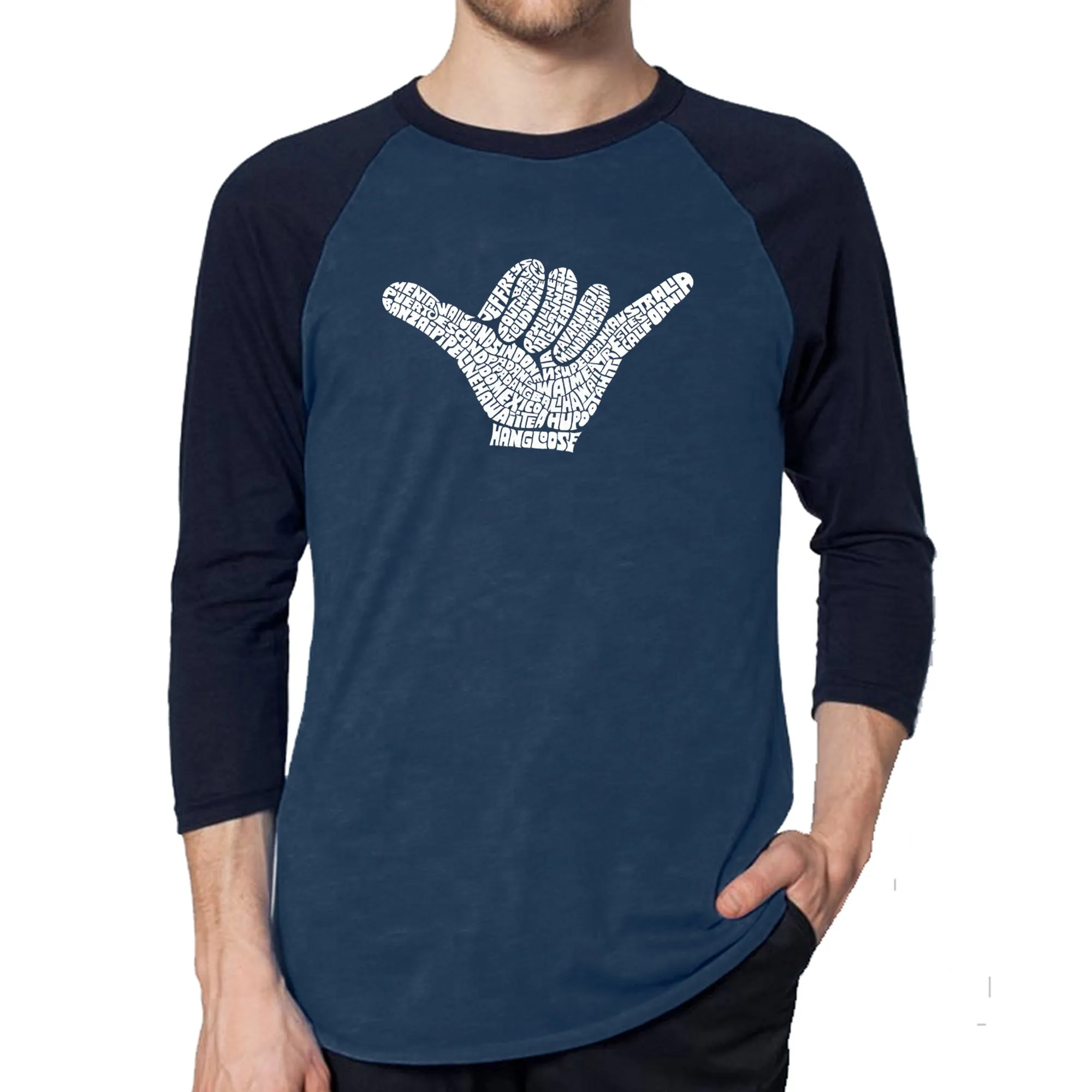 TOP WORLDWIDE SURFING SPOTS - Men's Raglan Baseball Word Art T-Shirt sold by LA Pop Art product image thumbnail 3